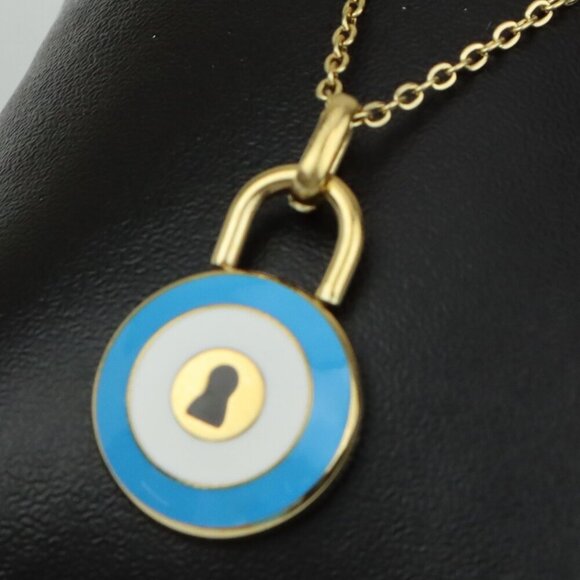 Yellow Gold Evil Eye Lock Necklace, XPNL0295 - Picture 1 of 13